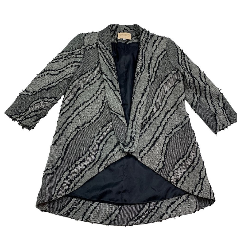 Alberto Makali Viscose/Wool Open Front Textured/Tweed Jacket Women's Size Small
